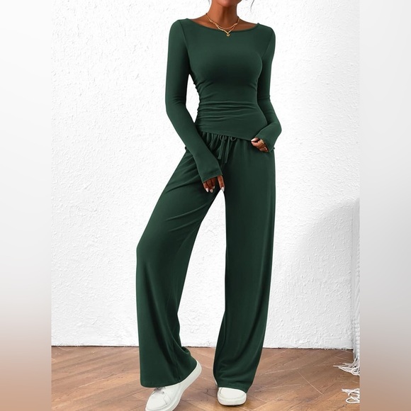 Long Sleeve Top and Wide Leg Pants Set - Picture 2 of 16